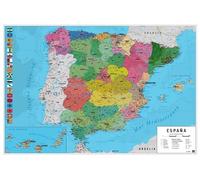 Grupo Erik Spain Physical Political Map Poster - 36 x 24 in / 91.5 x 61 cm