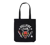 Grupo Erik Stranger Things Hellfire Club Cotton Tote Bag - Cotton Shopping Bag - 14x15x4 inches | 37x39x10 cm - Canvas Bag - Cotton Bag - Gift Bag - Stranger Things Merchandise - Eco Friendly Gifts