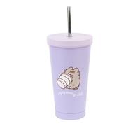 Grupo Erik Pusheen Tumbler with Straw & Lid - 550 ml | Stainless Steel Travel Mug, Travel Mug with Straw, Travel Cup with Straw | Pusheen Gifts, Pusheen Merchandise