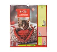 Grupo Erik Wall Planner 2026 - Cats | Monthly Planner With Stickers, Pen, Shopping List, Sticky Notes | Wall Calendar 16 Months Sep 2025 - Dec 2026 | Cat Gifts For Family