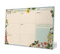 Grupo Erik Weekly Planner A4 In Spanish - Botanical | Undated Daily Planner Family, Desk Calendar, 54 Tear Off Pages Notepad | Cute Stationery Gifts, Spanish Gifts Uner 10 Pounds