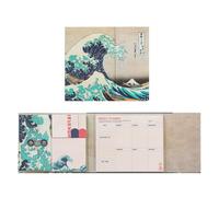Grupo Erik Weekly Planner & Sticky Notes Set - Hokusai | 5 Notepads In Different Sizes & Envelope | Cute Sticky Notes, Cute Stationery Gifts, Japanese Art Gifts Under 15 Pounds