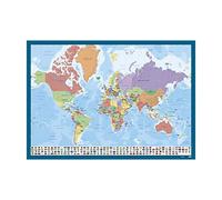 Grupo Erik World Map Desk Mat in French | 13.5 x 19.5 inches - 34.5 x 49.5 cm Desk Pad, Desk Decor, Desk Protector Mat | Cute Stationary, Back to School Supplies, Kids Desk Accessories