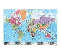 Grupo Erik World Physical Political Map PT Poster - 36 x 24 in, Map Gifts
