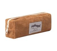 Grurun Corduroy Pencil Case Cute Aesthetic Student Pen Case Pouch Women Girls Cosmetic Bag Make Up Purse (Shark Brown)