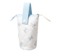 Grurun Large Capacity Cotton Foldable Pencil Case Pen Holder Pouch Box Organizer (Bow-Blue)