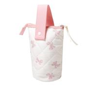 Grurun Large Capacity Cotton Foldable Pencil Case Pen Holder Pouch Box Organizer (Bow-Pink)