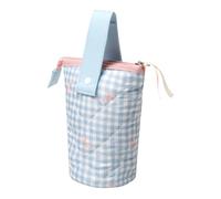 Grurun Large Capacity Cotton Foldable Pencil Case Pen Holder Pouch Box Organizer (Cell-Blue)