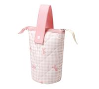 Grurun Large Capacity Cotton Foldable Pencil Case Pen Holder Pouch Box Organizer (Cell-Pink)