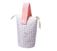 Grurun Large Capacity Cotton Foldable Pencil Case Pen Holder Pouch Box Organizer (Cell-Purple)
