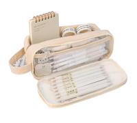 Grurun Large Capacity Pencil Case Big Pencil Pouch Pen Bag Large Pencil Pouch Pen Bag Pencil Box Holder Organizer Simple Storage Aesthetic Stationery Cosmetic Bag (White)