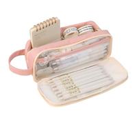 Grurun Large Capacity Pencil Case Big Pencil Pouch Pen Bag Large Pencil Pouch Pen Bag Pencil Box Holder Organizer Simple Storage Aesthetic Stationery Cosmetic Bag (Pink)