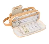 Grurun Large Capacity Pencil Case Big Pencil Pouch Pen Bag Large Pencil Pouch Pen Bag Pencil Box Holder Organizer Simple Storage Aesthetic Stationery Cosmetic Bag (Brown)