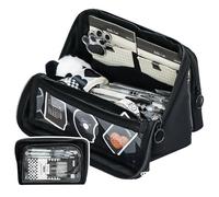 Grurun Large Pencil Pouch Big Pencil Case Big Capacity Aesthetic Pen Cosmetic Bag Pen Stationery Organizer Simple, College Office Home Travel Storage Bag (Black)
