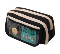 Grurun Large Pencil Pouch Big Pencil Case Big Capacity Aesthetic Pen Cosmetic Bag Pen Stationery Organizer Simple, College Office Home Travel Storage Bag (Black)