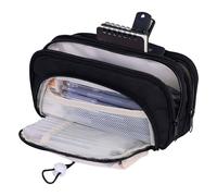 Grurun Large Pencil Pouch Big Pencil Case Big Capacity Aesthetic Pen Cosmetic Bag Pen Stationery Organizer Simple, College Office Home Travel Storage Bag (Black)