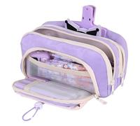 Grurun Large Pencil Pouch Big Pencil Case Big Capacity Aesthetic Pen Cosmetic Bag Pen Stationery Organizer Simple, College Office Home Travel Storage Bag (Purple)