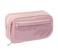 Grurun Large Pencil Pouch Big Pencil Case Big Capacity Aesthetic Pen Cosmetic Bag Pen Stationery Organizer Simple, College Office Home Travel Storage Bag (Pink)