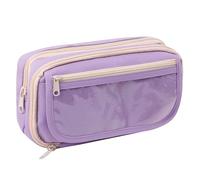 Grurun Large Pencil Pouch Big Pencil Case Big Capacity Aesthetic Pen Cosmetic Bag Pen Stationery Organizer Simple, College Office Home Travel Storage Bag (Purple)