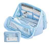 Grurun Large Pencil Pouch Big Pencil Case Big Capacity Aesthetic Pen Cosmetic Bag Pen Stationery Organizer Simple, College Office Home Travel Storage Bag (Blue)