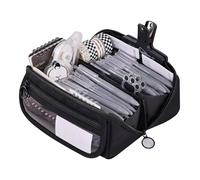 Grurun Large Pencil Pouch Big Pencil Case Big Capacity Aesthetic Pen Cosmetic Bag Pen Stationery Organizer Simple, College Office Home Travel Storage Bag (Black)