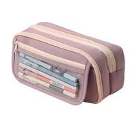 Grurun Large Pencil Pouch Big Pencil Case Big Capacity Aesthetic Pen Cosmetic Bag Pen Stationery Organizer Simple, College Office Home Travel Storage Bag (Light Purple)