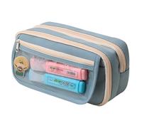Grurun Large Pencil Pouch Big Pencil Case Big Capacity Aesthetic Pen Cosmetic Bag Pen Stationery Organizer Simple, College Office Home Travel Storage Bag (Blue)
