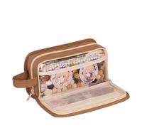 Grurun Large Pencil Pouch Big Pencil Case Big Capacity Aesthetic Pen Cosmetic Bag Pen Stationery Organizer Simple, College Office Home Travel Storage Bag (Coffee)