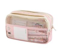 Grurun Large Pencil Pouch Big Pencil Case Big Capacity Aesthetic Pen Cosmetic Bag Pen Stationery Organizer Simple, College Office Home Travel Storage Bag (Pink)