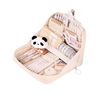 Grurun Pencil Case Pouch Box Cute Kawaii Large Capacity Aesthetic Zipper Pen Holder Organizer Bag for Kids (Beige)