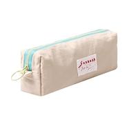 Grurun Solid Color Pencil Case Cute Aesthetic Student Pen Case Pouch Women Girls Cosmetic Bag Make Up Purse (Pure Beige)