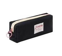 Grurun Solid Color Pencil Case Cute Aesthetic Student Pen Case Pouch Women Girls Cosmetic Bag Make Up Purse (Pure Balck)