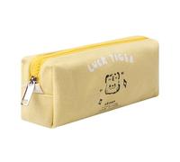 Grurun Solid Color Pencil Case Cute Aesthetic Student Pen Case Pouch Women Girls Cosmetic Bag Make Up Purse (Tiger Yellow)