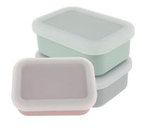 Grusce 3 Pcs Silicone Snack Containers for Kids Leakproof Silicone Baby Food Storage Containers Easy Open Snack Box with Lids Silicone Food Storage Containers for Freezer, Microwave & Dishwasher Safe