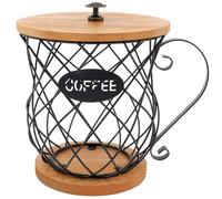 Grusce Coffee Pod Storage Basket with Handle and Lid, Coffee Capsule Storage Basket Counter Coffee Capsule Holder Coffee Filter Holder Coffee Pod Organizer Coffee Station Organizer(Black)
