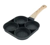 Grusce Egg Pan Non Stick, 4 Hole Egg Frying Pan with Bakelite Handle Aluminum Fried Egg Cooker Pan Burger Pan for Breakfast Pancake Omelet Pan Compatible with All Hobs and Induction Cookers