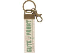 GRUSS & CO 48398 Canvas Keyring with Good Ride Motif Light Canvas with Carabiner, cream-coloured, 16 cm, Motif Gute Fahrt