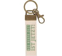 GRUSS & CO 48411 Canvas Key Ring with Lobster Claw Clasp with Light Canvas Motif Die beste Zeit ist Jetzt! [German Language]