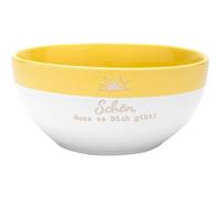 GRUSS & CO Bowl with Motif Schön, DASS ES Dich gibt, Stoneware Bowl, Coloured Glazed, with garvur and Saying, 60 cl, Yellow, Breakfast, Cereal Bowl, Gift, 48950