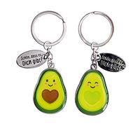 GRUSS & CO Couple Keyring Avocado | Pendant Set, Two Pendants with Key Ring, 8 cm x 3 cm | Gift for Two, for Couples | 46179