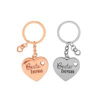 GRUSS & CO Couple Keyring Heart Design Gift Set with 2 Figural Pendants on Gift Card Wedding Gift for Couples for Two 71073, multicoloured, Länge 7,7 cm