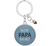 GRUSS & CO Key Ring Bester Papa der Welt Round Pendant with Saying, Length with Key Ring 8.1 cm Father's Day 74566