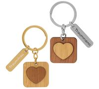 GRUSS & CO Key Ring Dream Woman, Dream Man | Pendant Set with 2 Wooden Pendants, Charm and Key Ring | Gift for Couples, Wedding Gift | 48562, multicoloured, Länge 7 cm, Motif Traummann & TraumFrau,