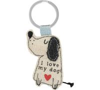 GRUSS & CO Keyring with "Dog" motif, pendant made of pineapple fibres, figurative, with key ring, funny gift, sustainable, 74363