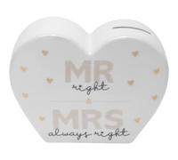 GRUSS & CO Mr and Mrs Money Box, Porcelain, Heart Shape, Height 5.2 cm, Perfect for a Money Gift for Wedding, Engagement, 48629