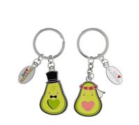 GRUSS & CO Wedding Couple Keyring | Gift Set with 2 Figural Pendants on Gift Card | Wedding Gift for Couples for Two, multicoloured, Länge 8,3 cm, Avocado motif