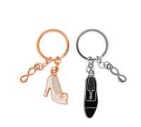 GRUSS & CO Wedding Couple Keyring | Gift Set with 2 Figural Pendants on Gift Card | Wedding Gift for Couples for Two, multicoloured, Länge 8,4 cm, Motif shoes