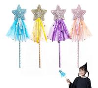 Gruvox 4 Pcs Fairy Wands for Kids Fairy Wands Glitter Princess Wands Star Wand Toy Birthday Wedding Party Role Play Halloween Christmas Christmas Costume Prop Angel Fairy Wand Glitter