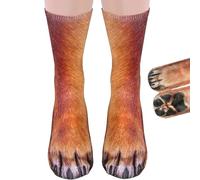 Gruvox Funny Animal Paw Socks - Dog and Happy Feet Novelty Halloween Print for Women Men - Creative Fun Cute Design