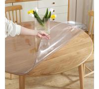 Gruytoie PVC Table Protector Cover 110cm/43in, Wipeable Transparent Table Protector, Waterproof Clear Plastic Table Cover, Round Transparent Table Mat Stain Resistant, for Dining Furniture Desks